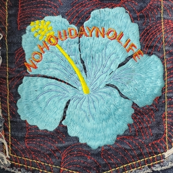 High Waist Wide Leg Button Fly  Embroidered  Jeans Size W30 L31 Designer… - Picture 9 of 12